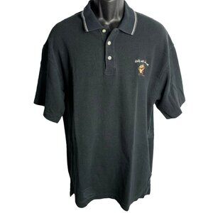 Vintage Looney Tunes Taz Polo Shirt L Black Embroidered Short Sleeve Warner Bros